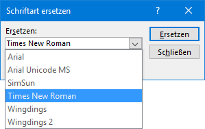 Microsoft PowerPoint: Schriftart ersetzen... (Auswahl)