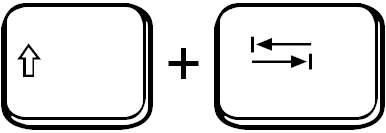 Umschalttaste + Tabulator / shift + tab