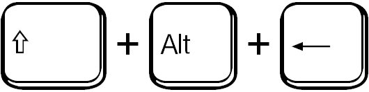 Umschalttaste + Alt + Pfeil nach links / shift + alt + left arrow