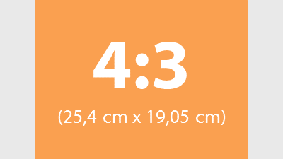 Standardformat 4:3 (4 zu 3), 25,4 cm x 19,05cm